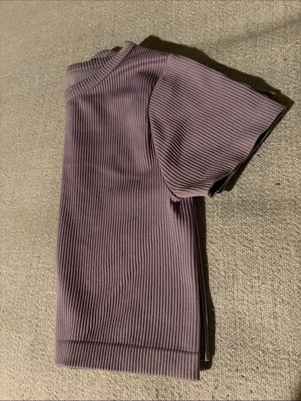 Ribbed Short Sleeve Crop Top - Lavender